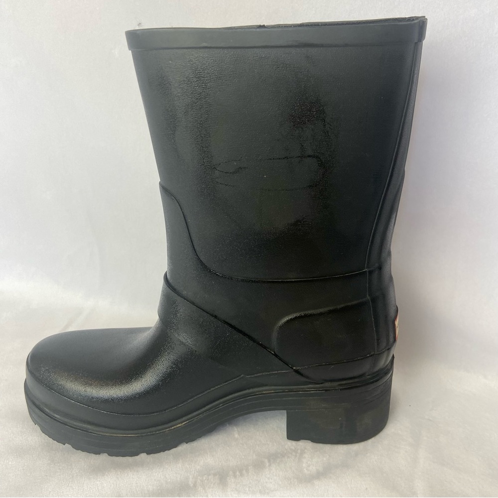 Hunter Original Rubber Biker Rain Boots - Black Size 6 - Picture 14 of 16